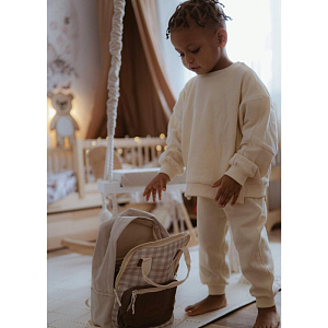 Рюкзак Mrs. Ertha "Soft Squares", кремовая клетка виши, большой, водонепроницаемый